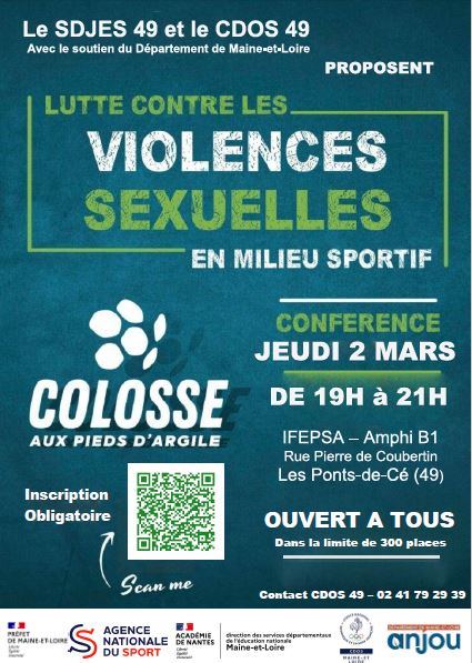 Conférence violences sexuelles en milieu sportif - jeudi 2 mars 2023 - ouverte à tous