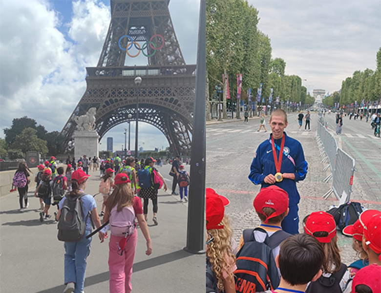 Découverte des monuments parisiens et rencontre inopinée avec un athlète médaillé.