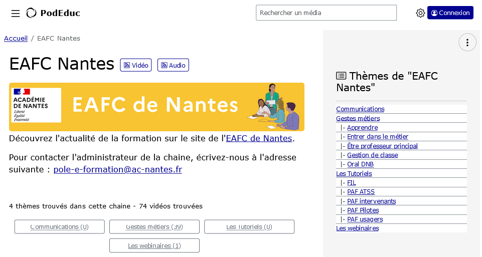 Interface de la chaine EAFC sur Podéduc