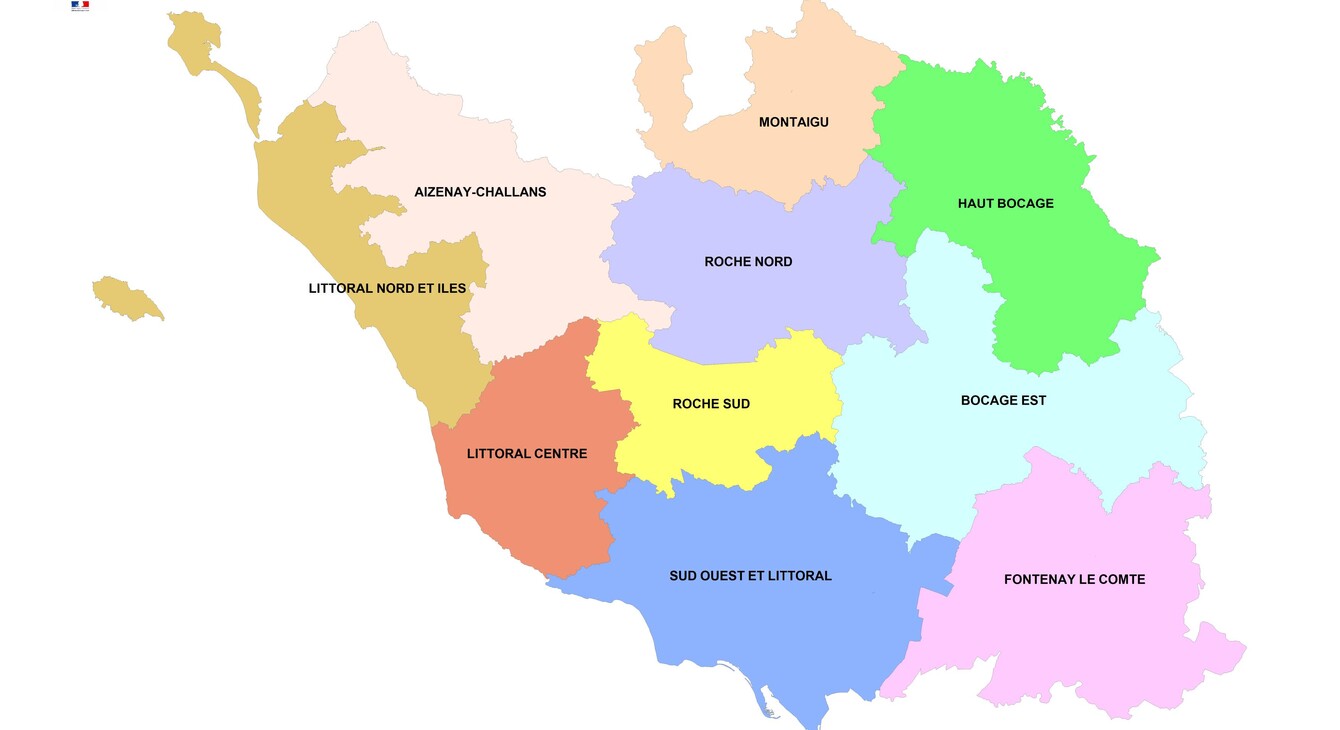 Carte simplifiée des circonscriptions de Vendée