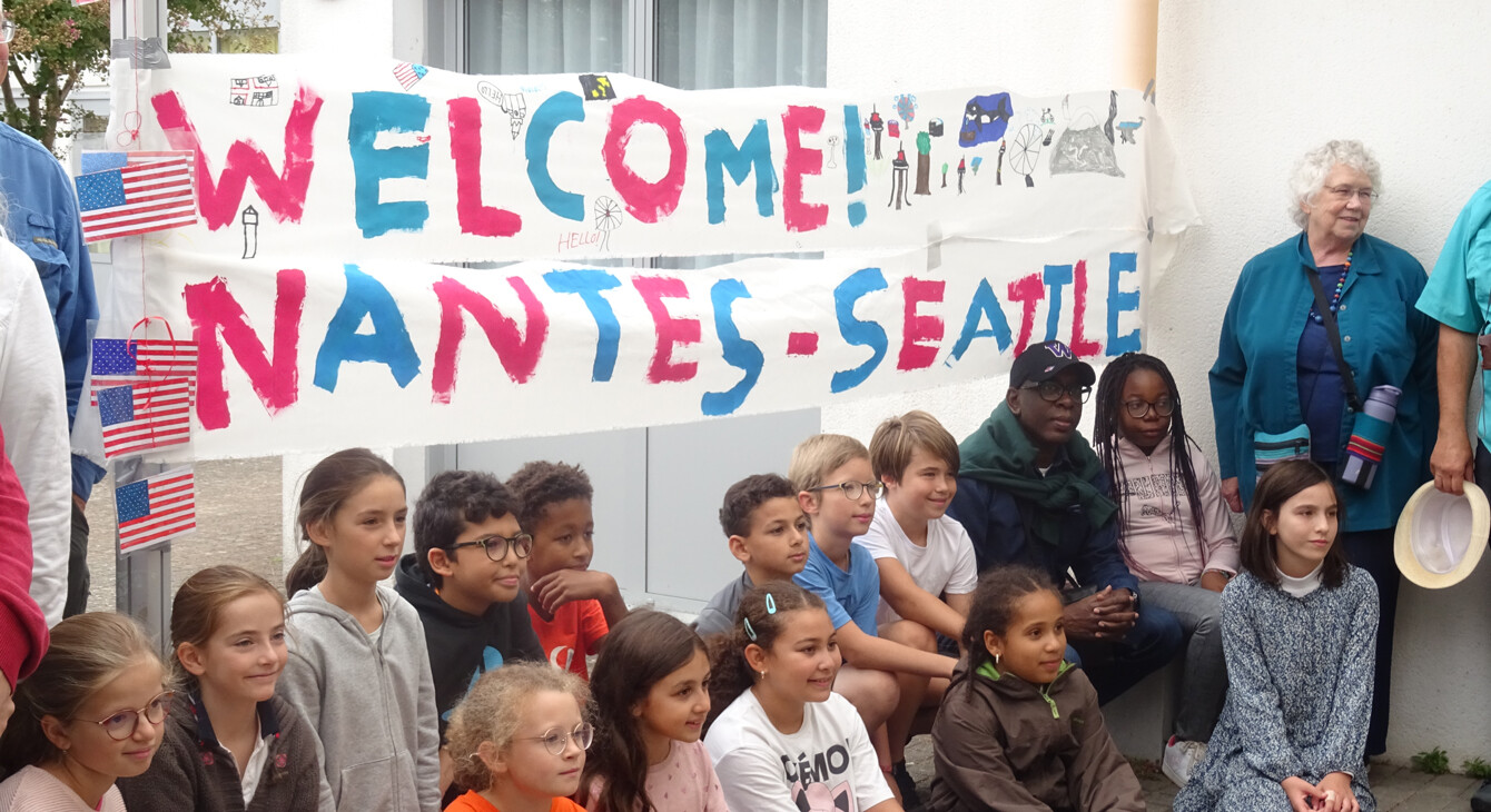 Une délégation de Seattle à l'école Anatole de Monzie à Nantes