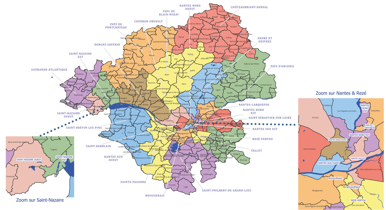 DSDEN44 carte des Circonscriptions