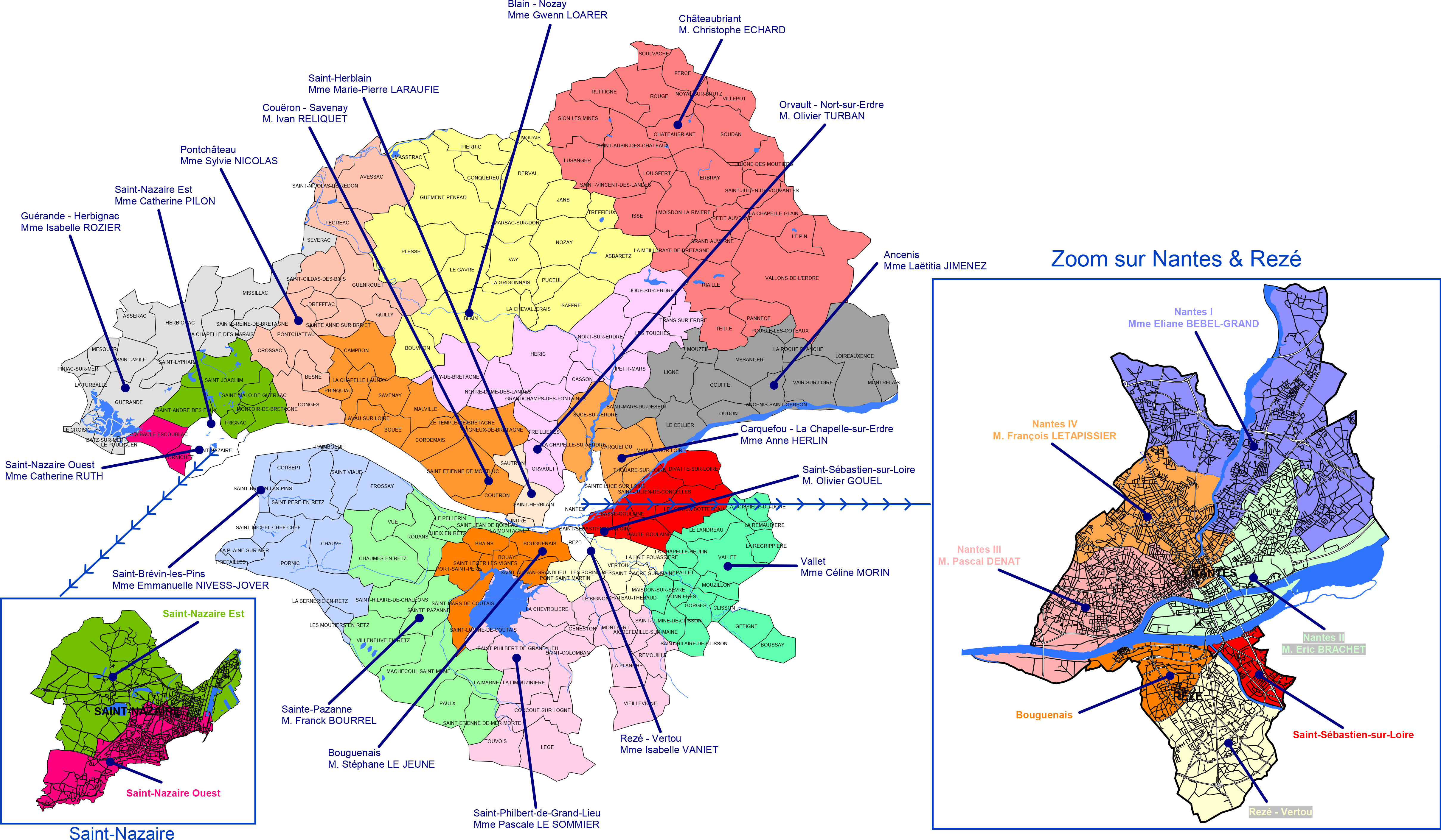Carte circonscriptions en Loire-Atlantique