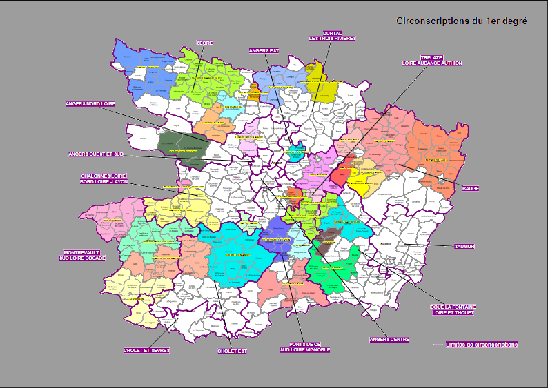 Carte des circonscriptions du premier degré de Maine-et-Loire