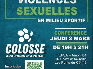 Conférence violences sexuelles en milieu sportif - jeudi 2 mars 2023 - ouverte à tous